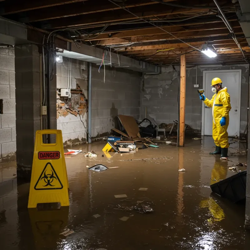 Flooded Basement Electrical Hazard in Spiro, OK Property